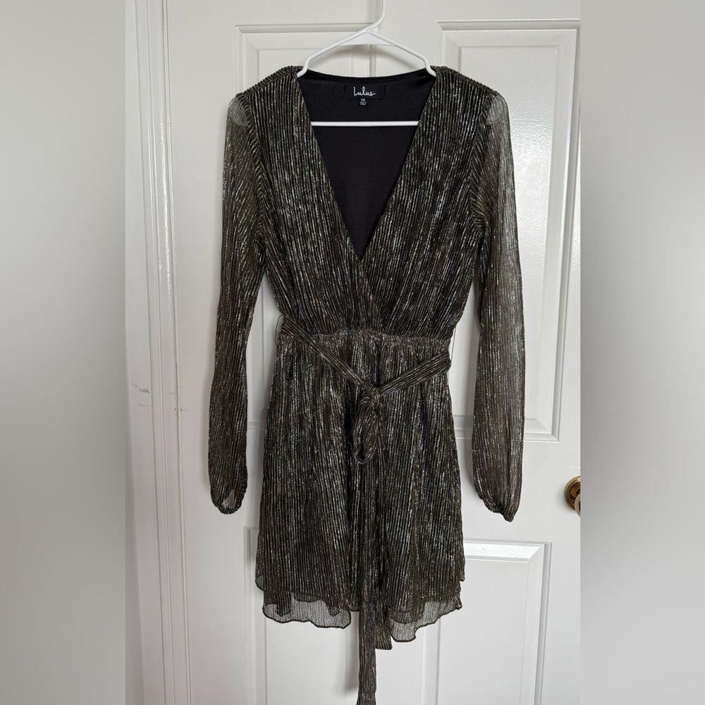 Lulu's Silver Long Sleeve Dress